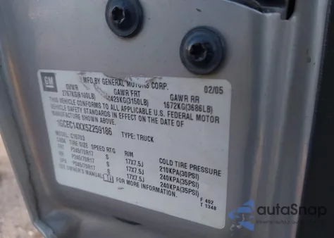 2005 Chevrolet Silverado 1500 Work Truck z USA, uszkodzony, nr VIN 1GCEC14XX5Z259186